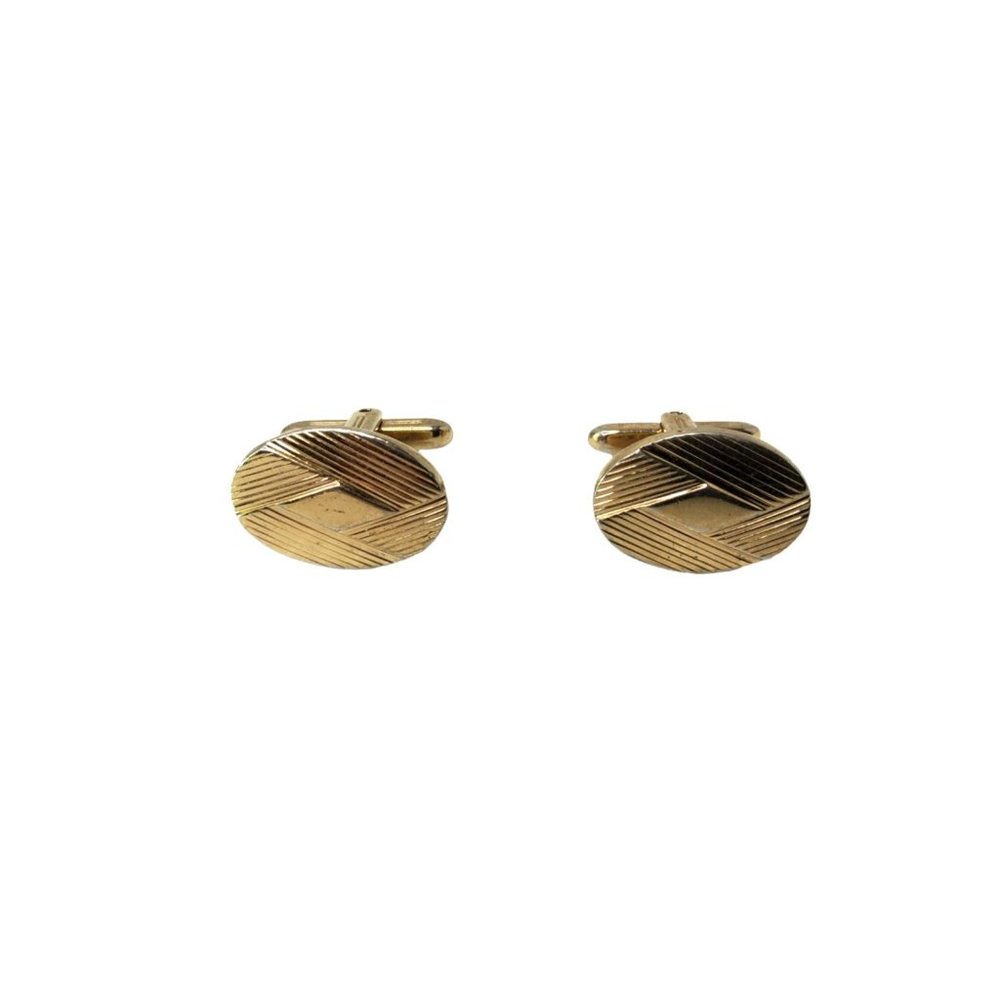 vintage hickok u.s.a. gold tone oval design mens cuff links